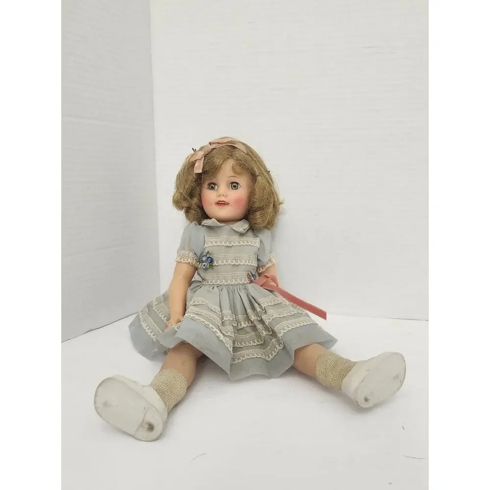Vintage 1950s Ideal Shirley Temple Doll Blue Lace Dress